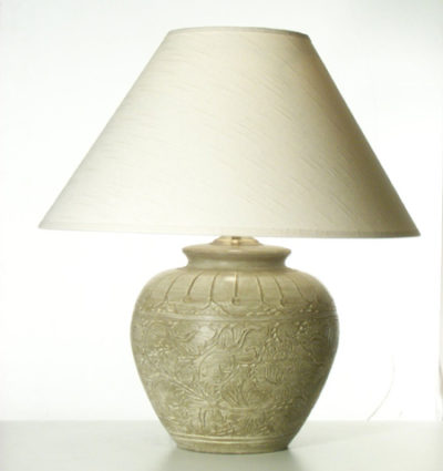 Large Engraved Floral Table Lamp