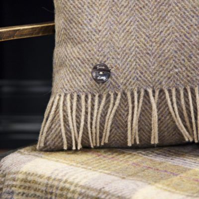 Herringbone cushion and throw for that country cottage fireside feeling.