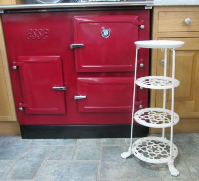 Victorian style 4 tier Cream painted iron pot stand. Height: 79cm Width 35cm